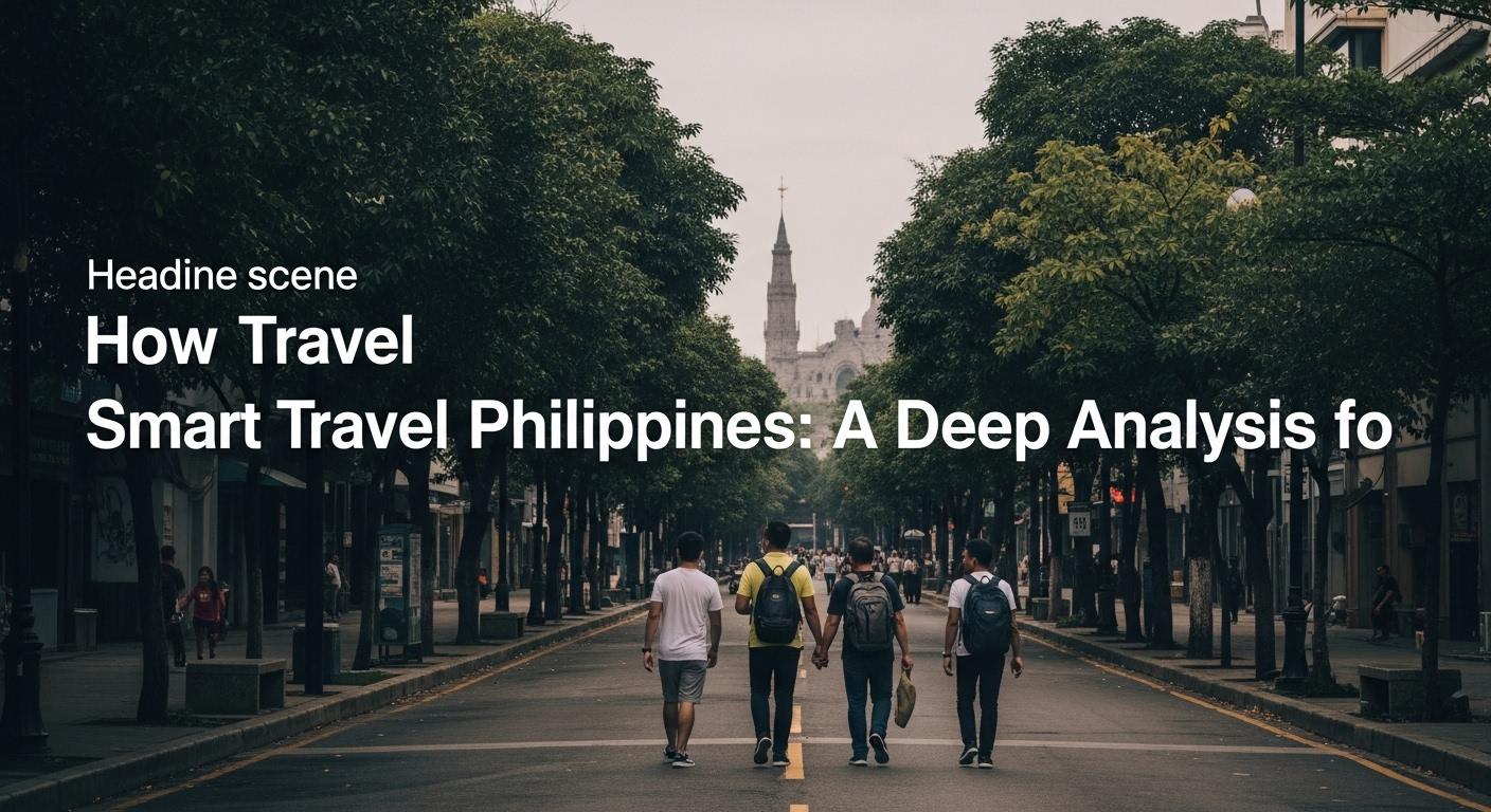Traveler planning a Philippine itinerary on a smartphone against a beach and palm trees.