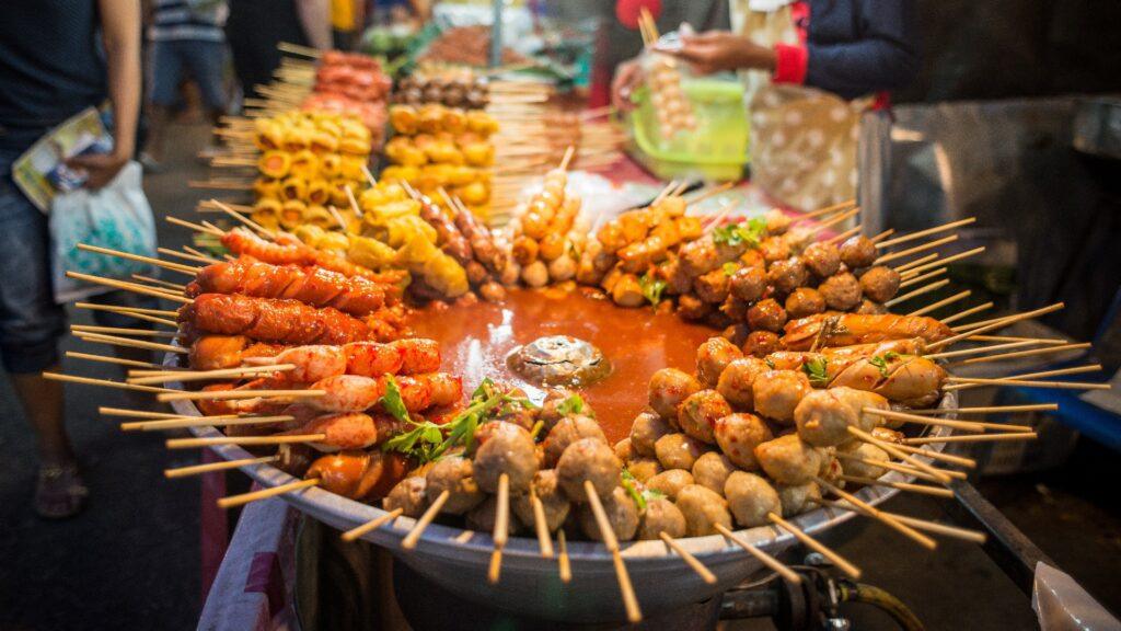 Bangkok street food market Thailand night
