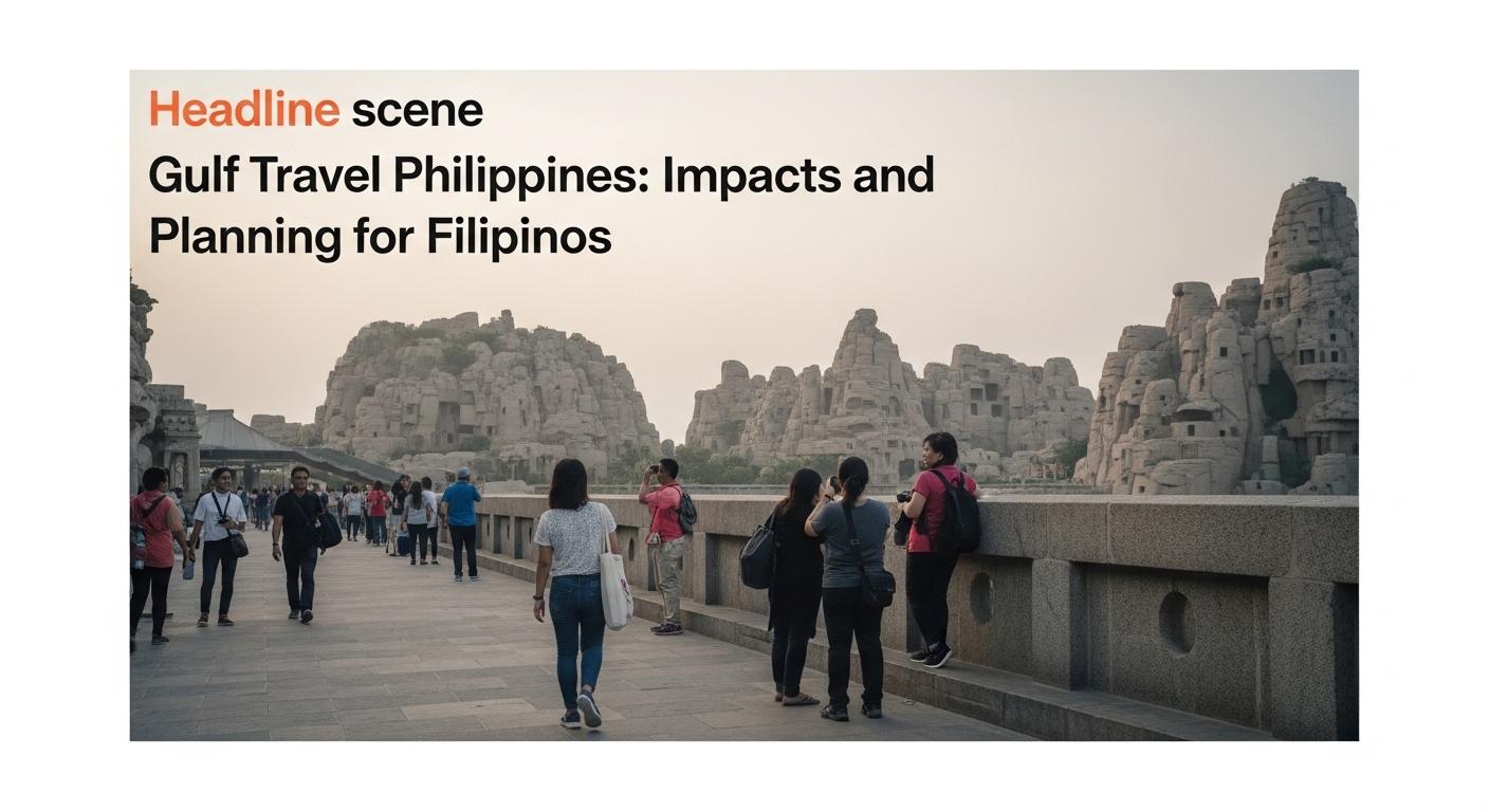 Anamaria Goltes and Travel Trends: A Deep-Dive for Philippine Reader Airport tarmac with Gulf carrier aircraft and a Filipino traveler with luggage, symbolizing travel disruption and planni