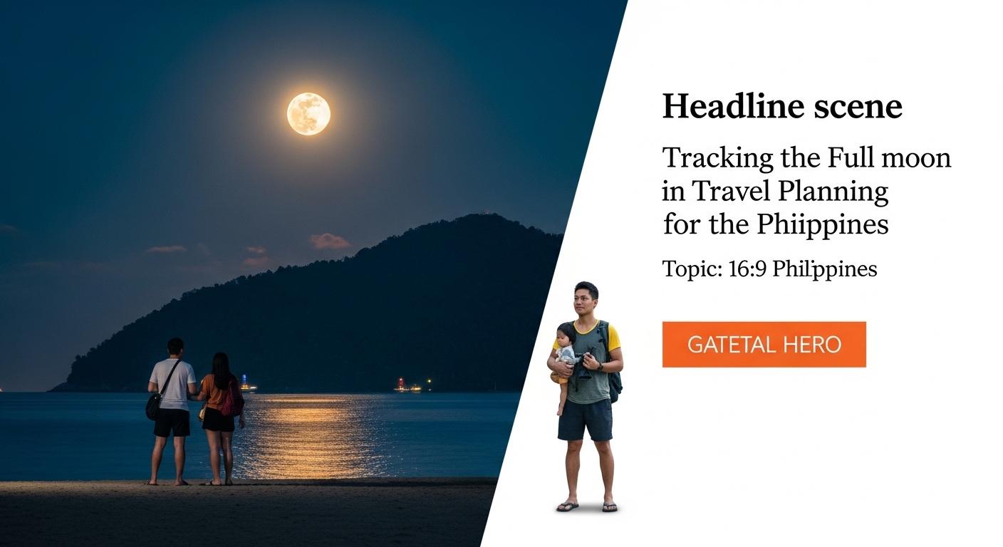 Tracking the Full Moon in Travel Planning for the Philippines Traveler observing a full moon over a Philippine coastline at night